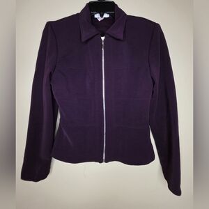 Alyn Paige Vintage Women's Purple Zip UP Stretchy Jacket Size M Made In USA